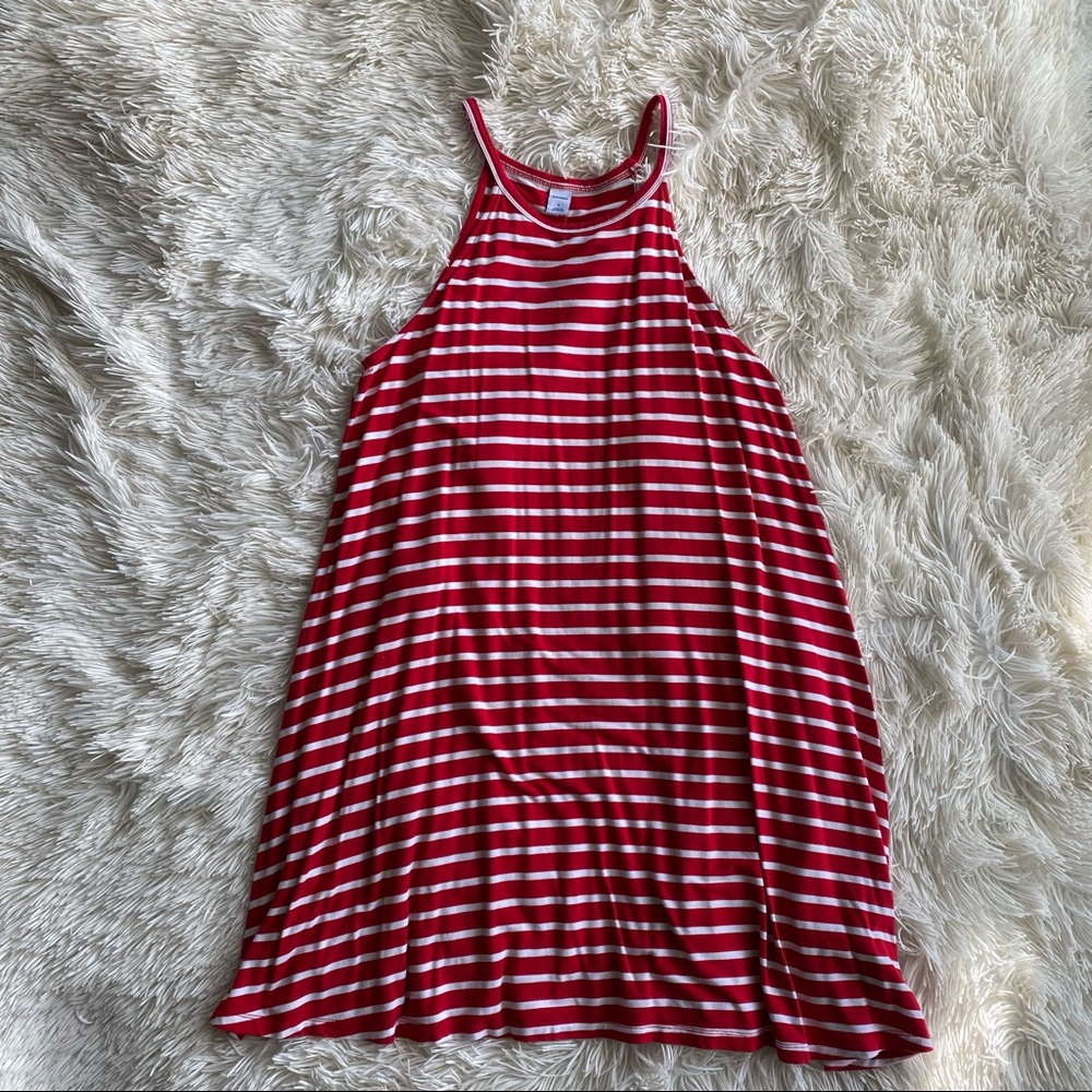 Old Navy Red and White High Neck Dress